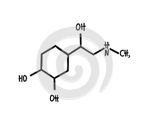 Chemical formula of adrenaline. Symbol. Vector